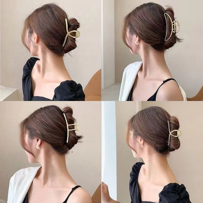 Pearl Hair Claw Set Clip for Women Gold Color Hairpins Metal Hair Accessories Geometric Hollow Pincer Barrette Crystal Clip Big