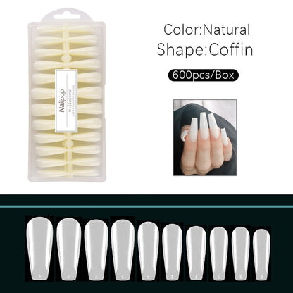 Nailpop Nail Tips Semi-Matt Press on Nails Coffin Tips Full Cover False Nails Almond Nail Art Boxed Fake Nails 576/600pcs