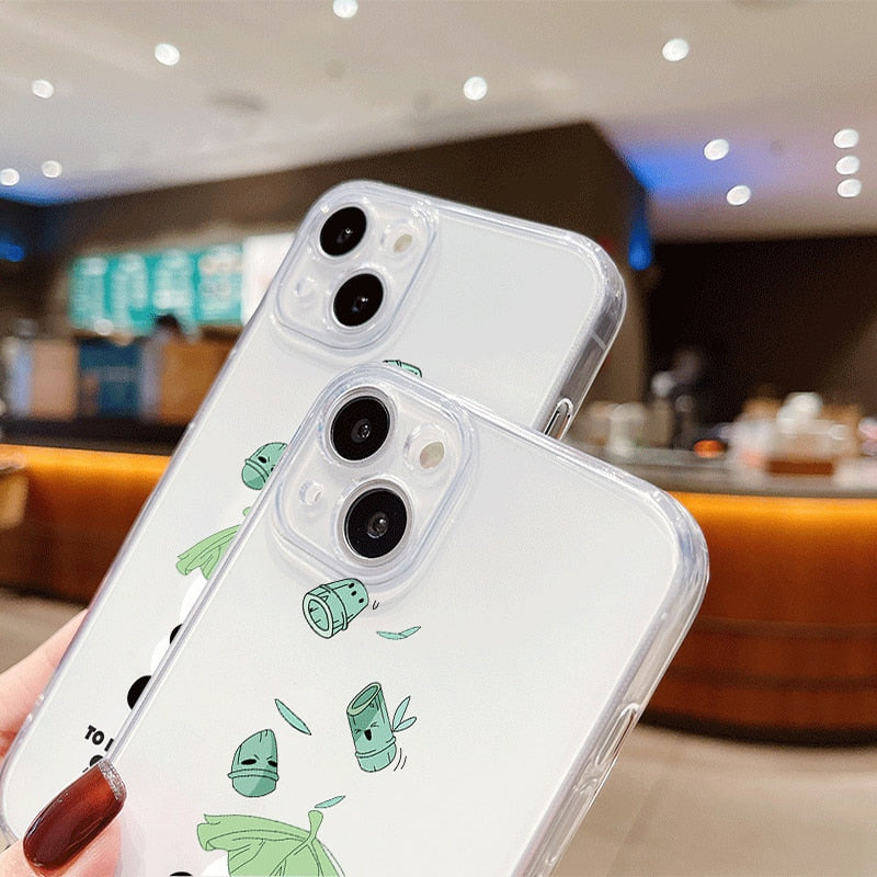 Cute Cartoon Animal Giant Panda Soft Silicone Phone Case For IPhone8 7 11 12 13 Pro Max X XS Max XR Plus SE2 SE3 7Plus MINI