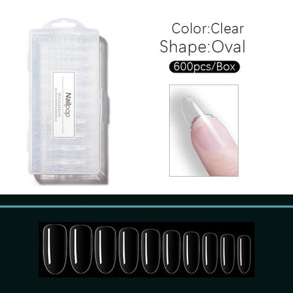 Nailpop Nail Tips Semi-Matt Press on Nails Coffin Tips Full Cover False Nails Almond Nail Art Boxed Fake Nails 576/600pcs