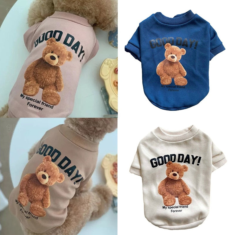 Pet T Shirt Cat Vest Sport Shirt Cat Sweater Pet Clothing Crew Neck Cartoon Bear Puppy Hoodie Fashion Autumn Winter Dog Clothes