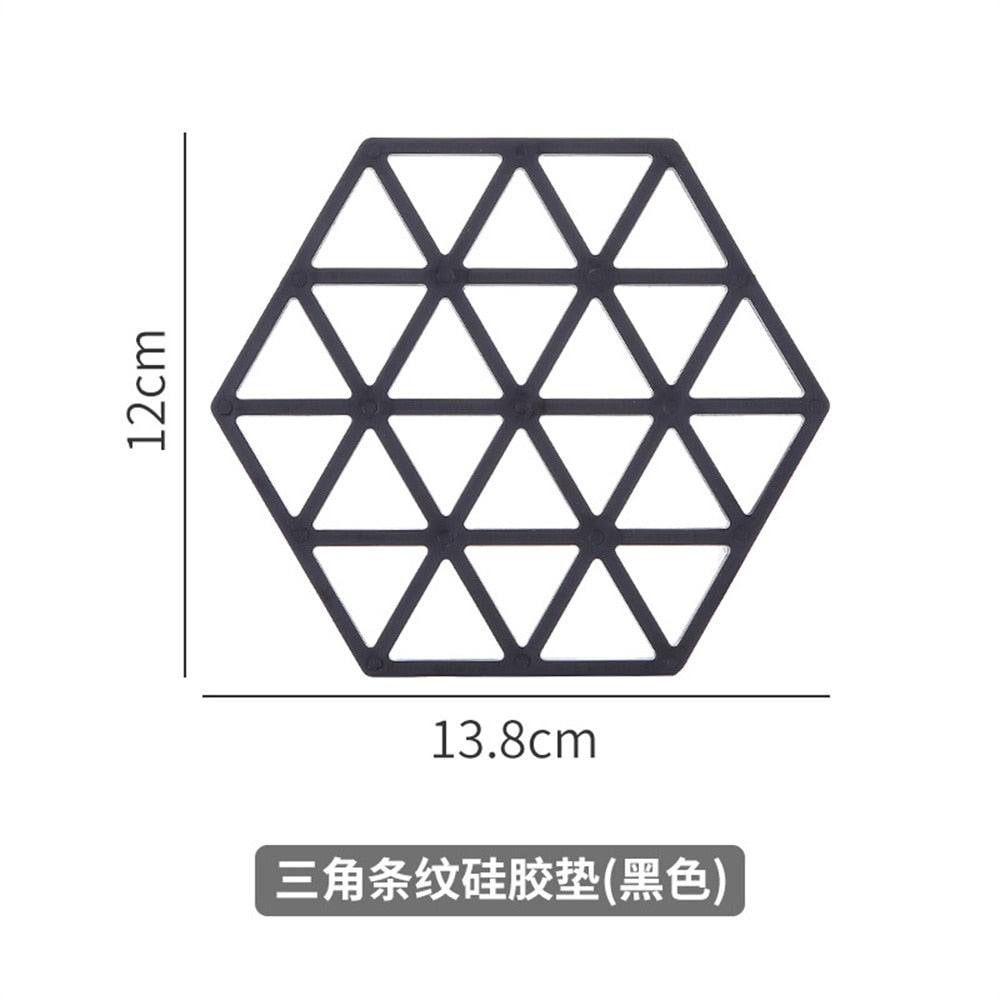 Silicone Tableware Insulation Mat Coaster Hexagon Silicone Mats Pad Heat-insulated Bowl Placemat Home Table Decor Kitchen Tools