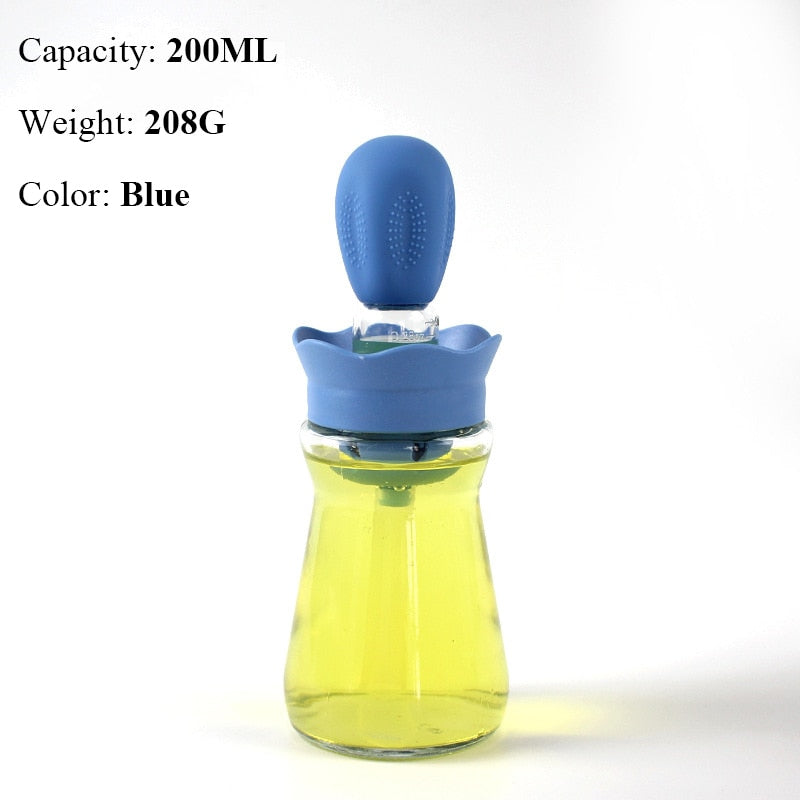 Oil Bottle With Silicone Brush Oil Spray Baking Barbecue Grill Oil Dispenser Cookware Baking BBQ Tool Kitchen Accessories