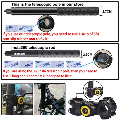 Motorcycle Bike Panoramic Monopod Bicycle Hidden Selfie Stick for GoPro Max Her 11 10 9 One DJI Insta360 Action Camera Accessory