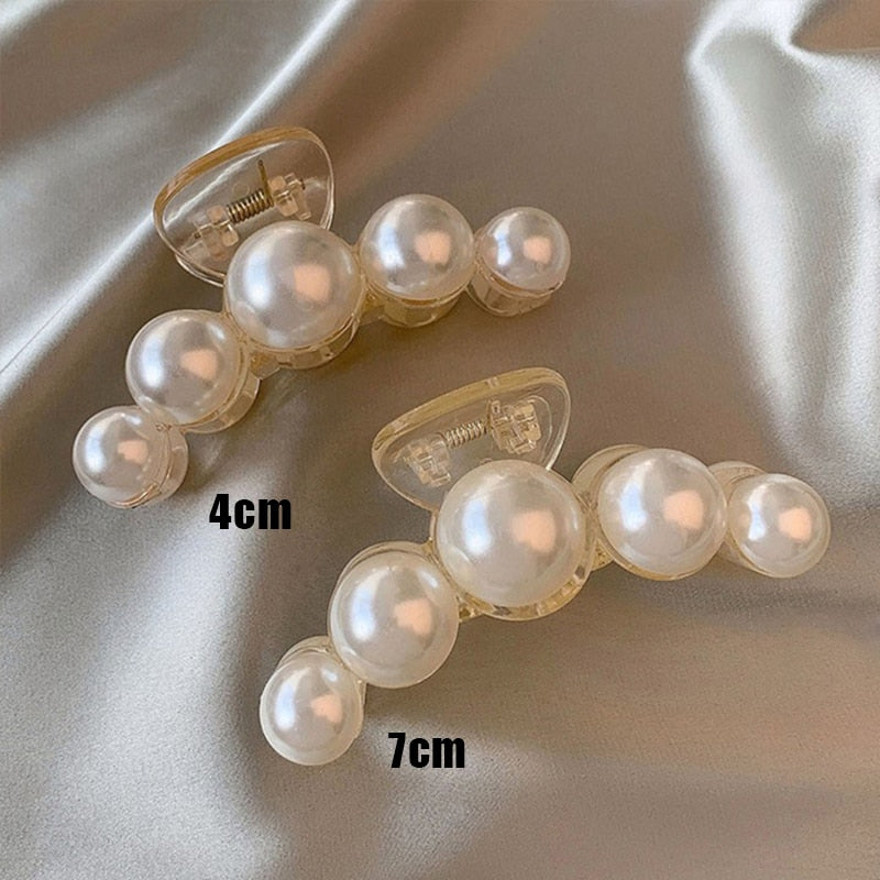 Pearl Hair Claw Set Clip for Women Gold Color Hairpins Metal Hair Accessories Geometric Hollow Pincer Barrette Crystal Clip Big