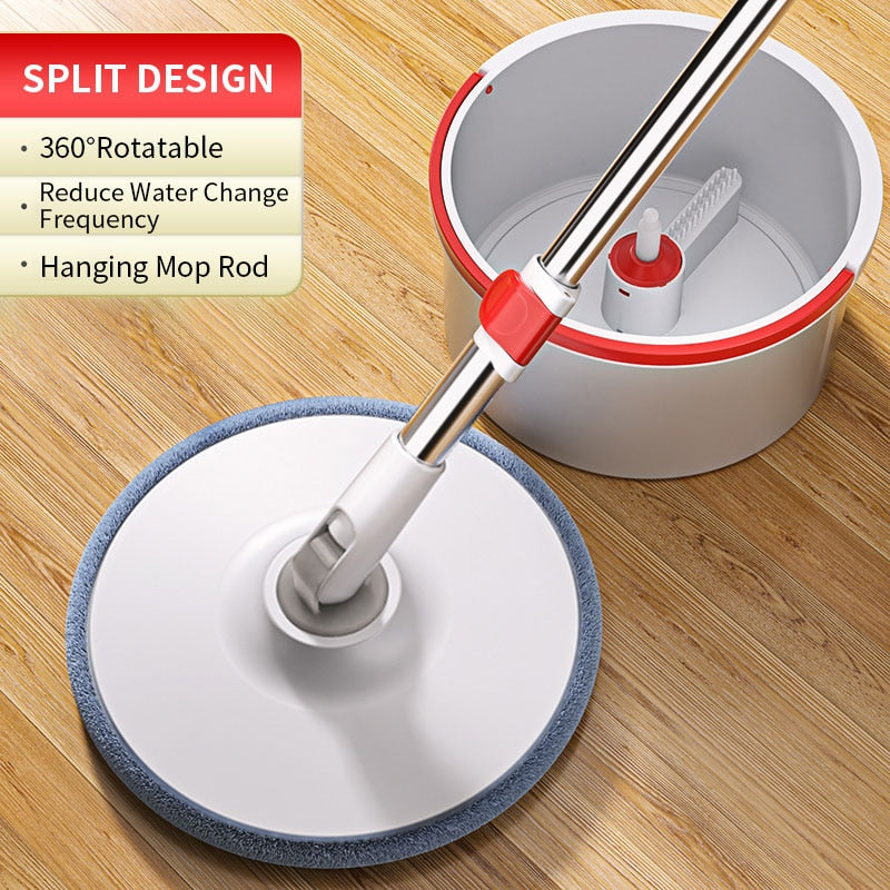 Joybos Spin Mop With Bucket Hand-Free Lazy Squeeze Mop Automatic Magic Floor Mop Self-Cleaning Nano Microfiber Cloth Square Mop