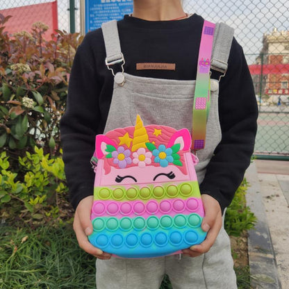 Fashion Triceratops Kawaii Funko Unicorn Large Backpack Fidgets Toys Push Bubble Reliever Soft Squishy Squeeze Toy for Kids