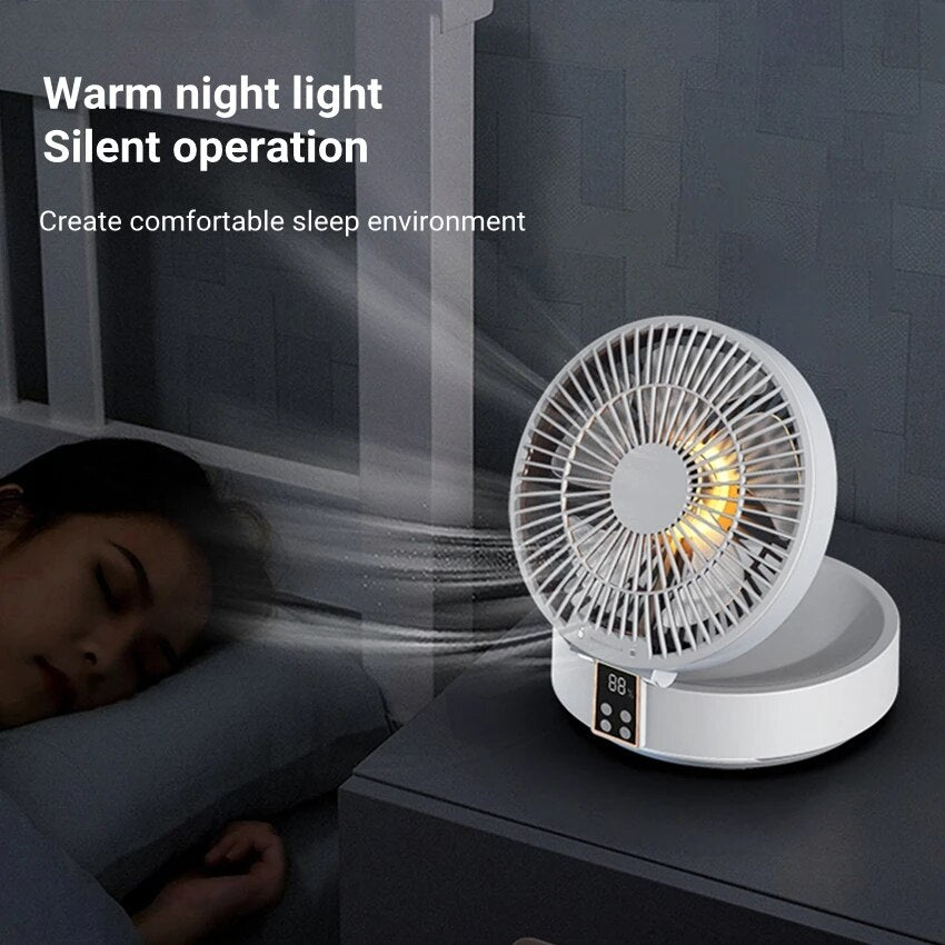 New USB Portable Electric Fan Wireless Wall Mounted Air Cooler with LED Light Folding Fans Table Desktop Ventilator with Remote