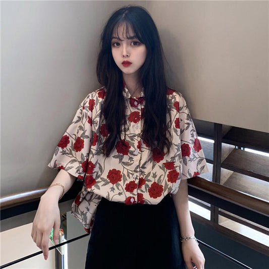 XEJ Chiffon Blouse Women 2021 Women's Summer Tunic Vintage Clothes Female Hawaiian Shirt with Short Sleeve Harajuku Top Women