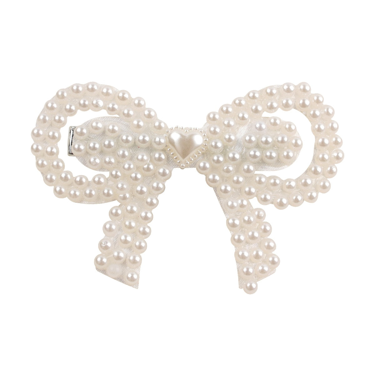 White Pearl Hair Bows With Hair Clips For Girls Kids Boutique Layers Bling Rhinestone Center Bows Hairpins Hair Accessories