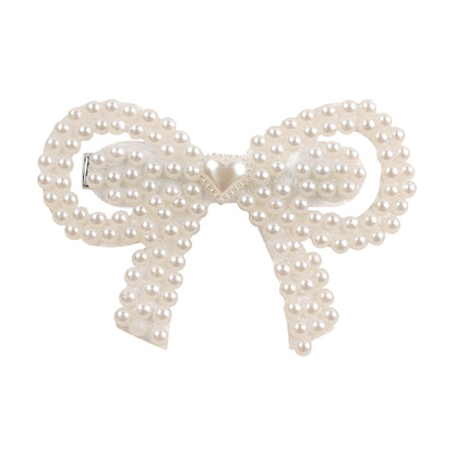 White Pearl Hair Bows With Hair Clips For Girls Kids Boutique Layers Bling Rhinestone Center Bows Hairpins Hair Accessories