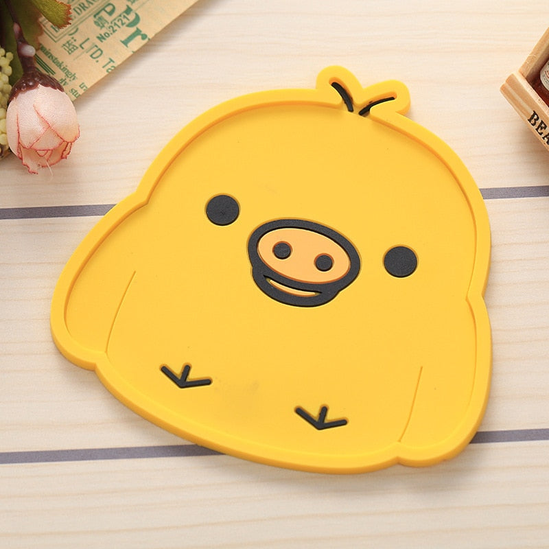 Creative Cartoon Cute Animal Coaster Silicone Thermal Insulation Non-Slip Mat Practical Tea Coaster Bowl Mat Small Plate Mat