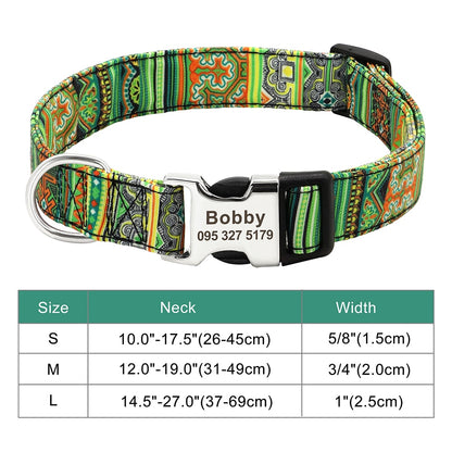 Custom Large Dog Collar Cute Print Personalized Pet Collar Nylon Puppy Dogs ID Collars Engraved Name for Small Medium Large Dog