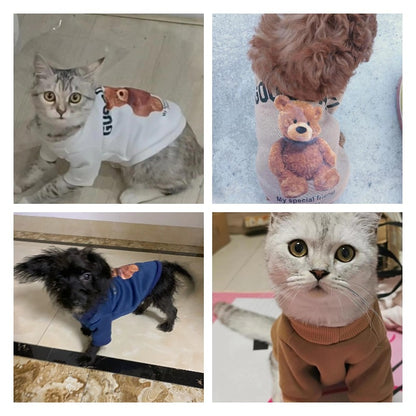 Pet T Shirt Cat Vest Sport Shirt Cat Sweater Pet Clothing Crew Neck Cartoon Bear Puppy Hoodie Fashion Autumn Winter Dog Clothes