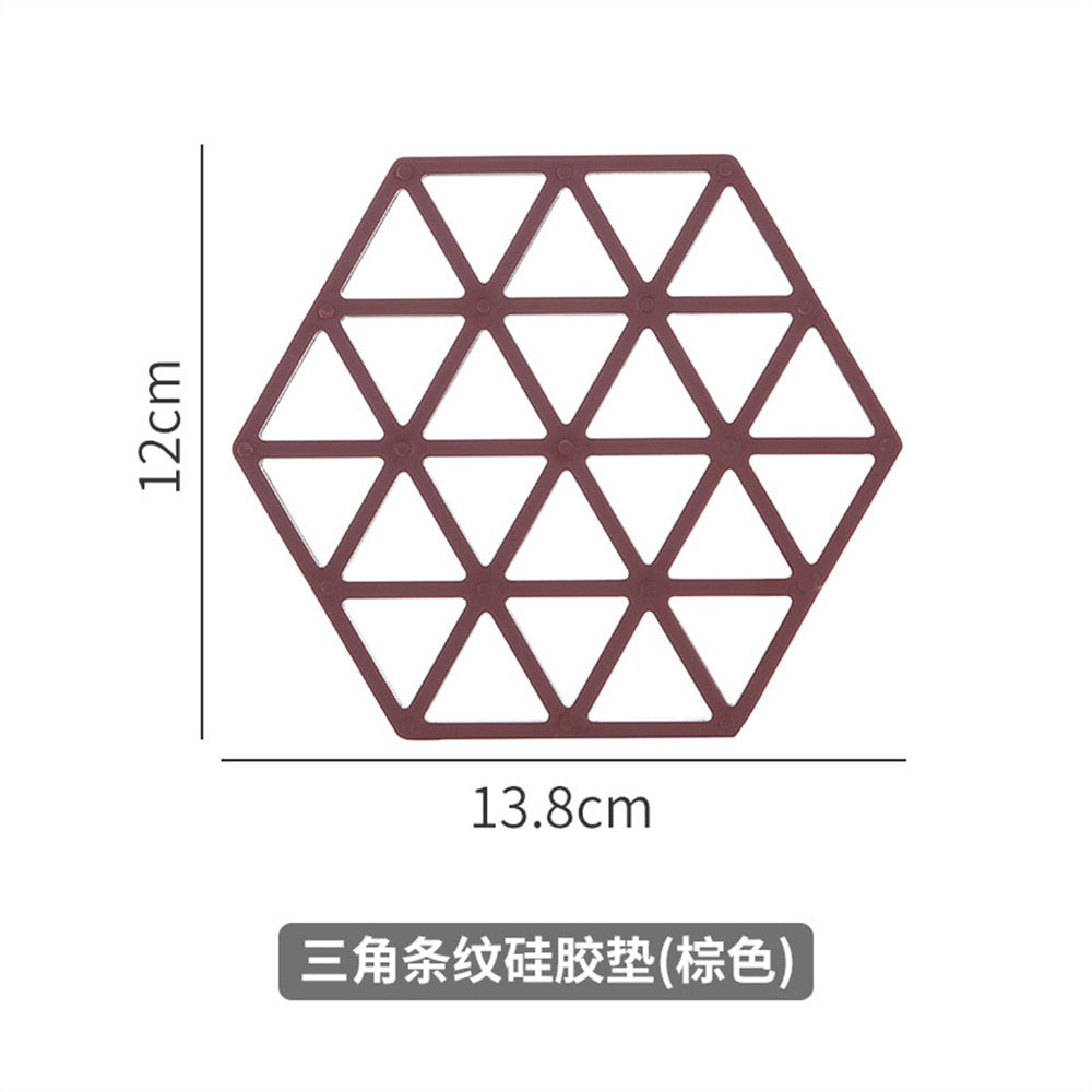 Silicone Tableware Insulation Mat Coaster Hexagon Silicone Mats Pad Heat-insulated Bowl Placemat Home Table Decor Kitchen Tools