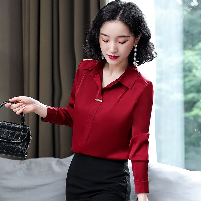 Long Sleeve Chiffon Blouse Shirt Women Tops Blouse Women Blusas Mujer De Moda 2021 Turn Down Collar Office Blouse Blusa E140