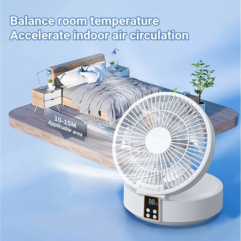 New USB Portable Electric Fan Wireless Wall Mounted Air Cooler with LED Light Folding Fans Table Desktop Ventilator with Remote