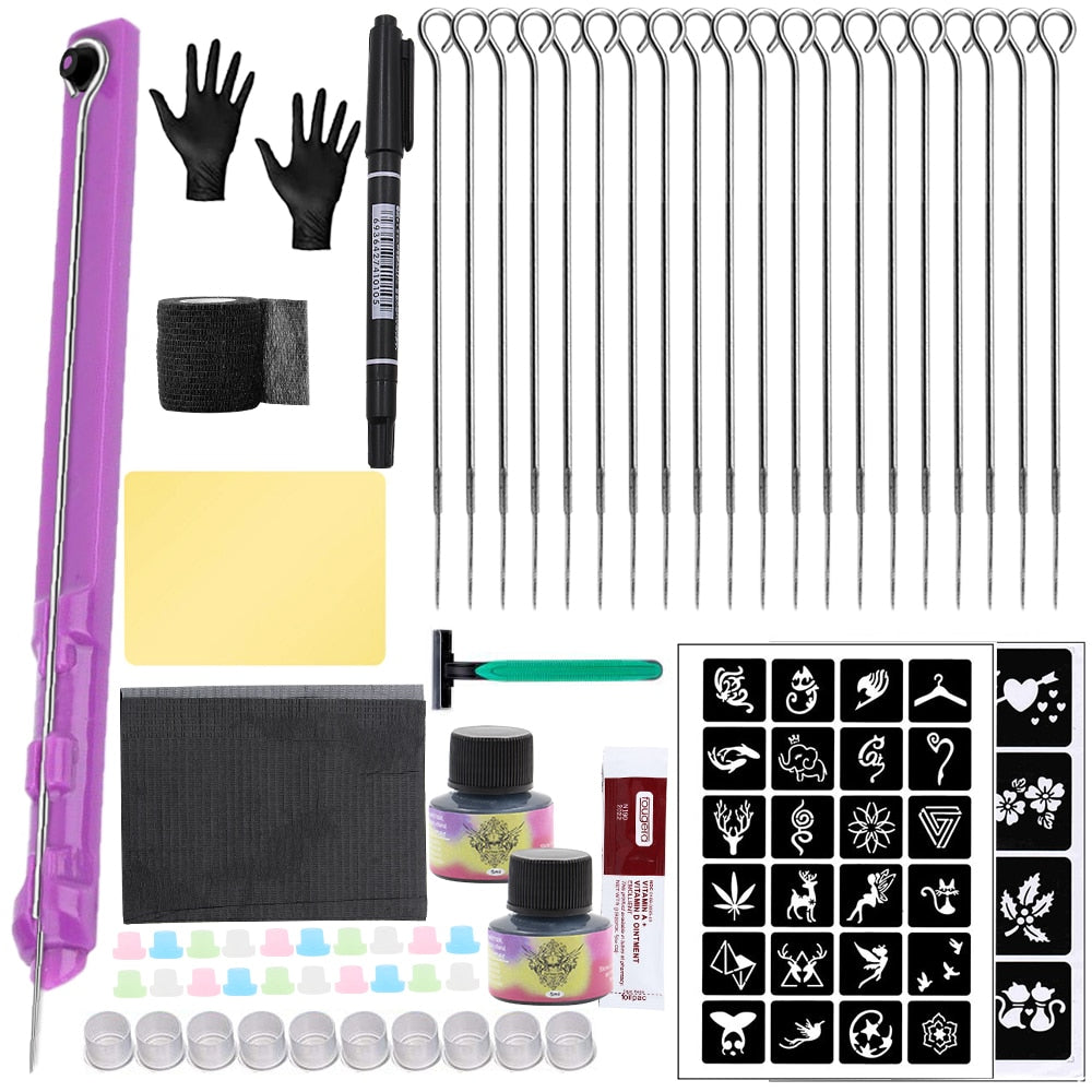 DIY 3D Hand Poke and Stick Tattoo Kit With Ink Needles Set for Body Art Hand Poke Stick Tattoo Beginners Practice Kit