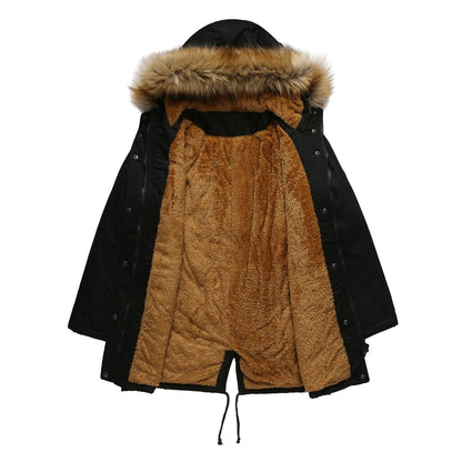 LANYOVI New European Size Plus Velvet Cotton Coat Hooded Fur Collar Winter Warm Coat Large Size Women's Padded Jacket S-4XL