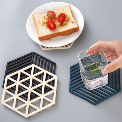 Silicone Tableware Insulation Mat Coaster Hexagon Silicone Mats Pad Heat-insulated Bowl Placemat Home Table Decor Kitchen Tools