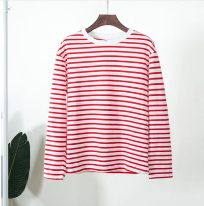 Women Black And White Stripes O Neck Casual Tops Long Sleeve Loose Pullover T-shirt 2022 Srping New Fashion Shirt