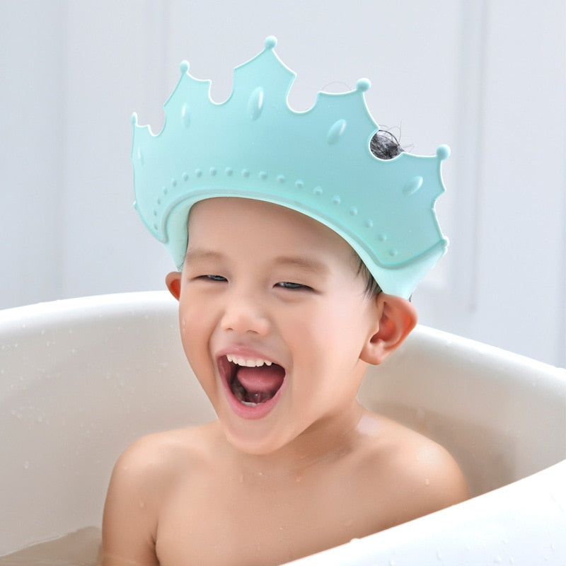 Children Shampoo Cap Crown Baby Shower Cap Adjustable Size Cartoon Bath Visor Infant Hair Shield Ear Protection Waterproof Cover