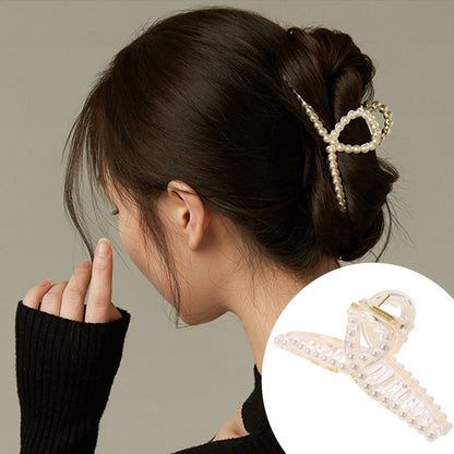 Pearl Hair Claw Set Clip for Women Gold Color Hairpins Metal Hair Accessories Geometric Hollow Pincer Barrette Crystal Clip Big