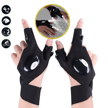 Adjustable Night Lighting Work Fishing Gloves LED Flashlight Gloves Outdoor Gear Cycling Waterproof Durable Fingerless Gloves