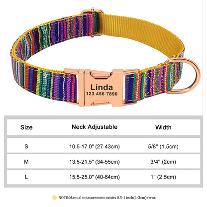 Custom Large Dog Collar Cute Print Personalized Pet Collar Nylon Puppy Dogs ID Collars Engraved Name for Small Medium Large Dog