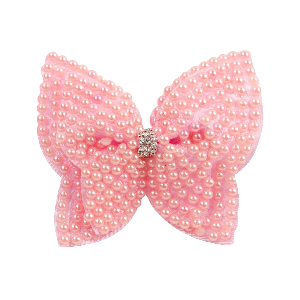 White Pearl Hair Bows With Hair Clips For Girls Kids Boutique Layers Bling Rhinestone Center Bows Hairpins Hair Accessories