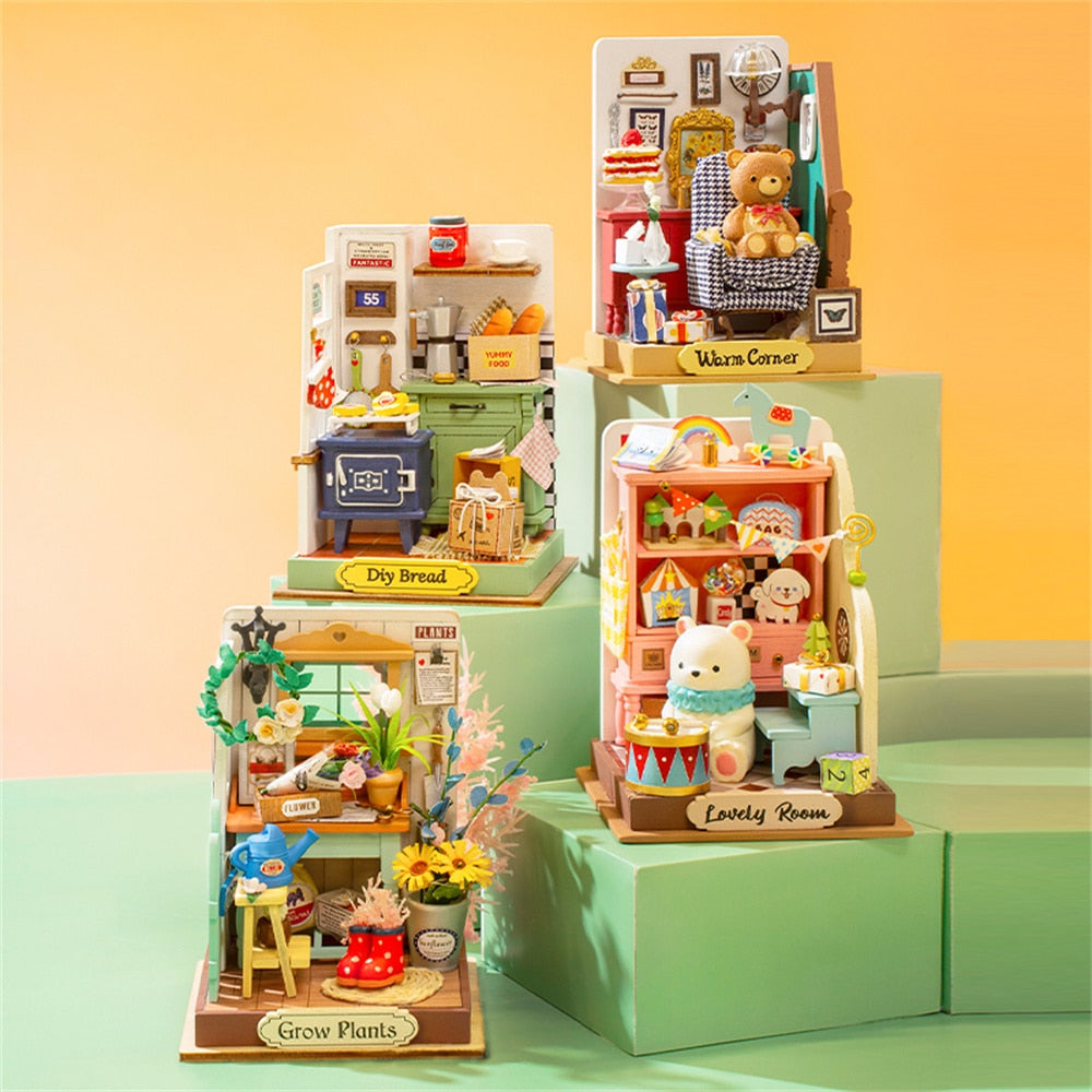 Robotime Rolife DIY Wooden Miniature Dollhouse Little&amp;Warm Space II for Girls Kids Birthday Gift - Afternoon Baking Time DS029