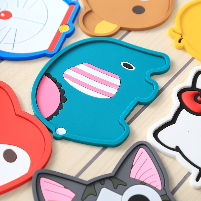 Creative Cartoon Cute Animal Coaster Silicone Thermal Insulation Non-Slip Mat Practical Tea Coaster Bowl Mat Small Plate Mat