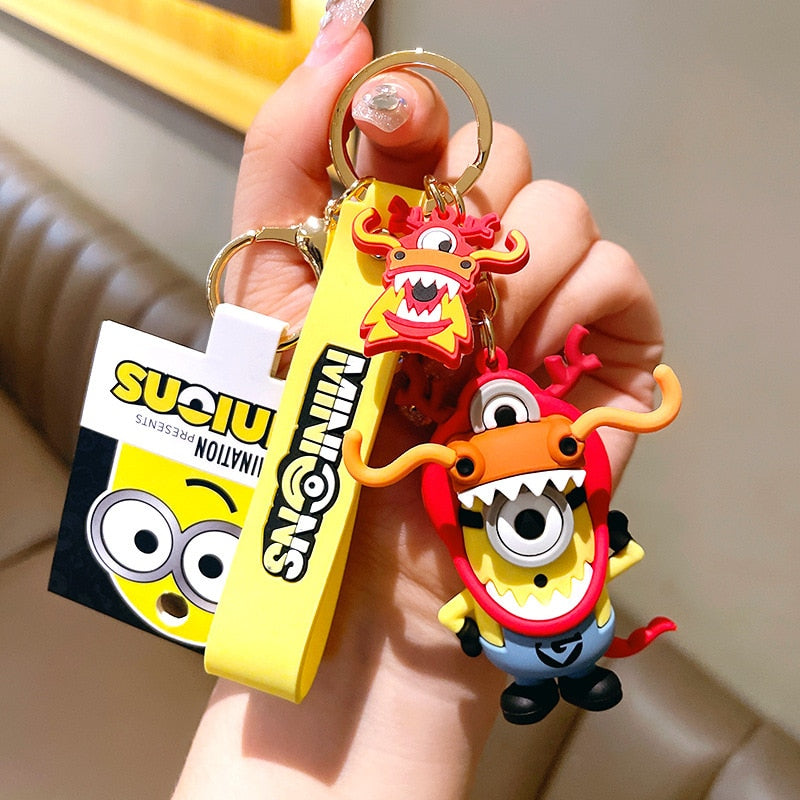 New Anime Little Yellow Man Cartoon Minions Animal Series Bag Pendant Cute Creative Animation Toys Keyring Car Accessories Gifts