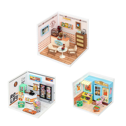 Robotime Rolife DW001 Super Creator Daily Plastic DIY Miniature House Cafe Energy Supply Store Building Block Sets CN Version