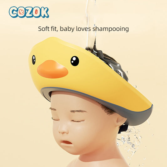 COZOK Baby Shampoo Cap Waterproof Ear Protection Silicone Cartoon Duck Children Shower Cap Water-blocking Hat Accessories