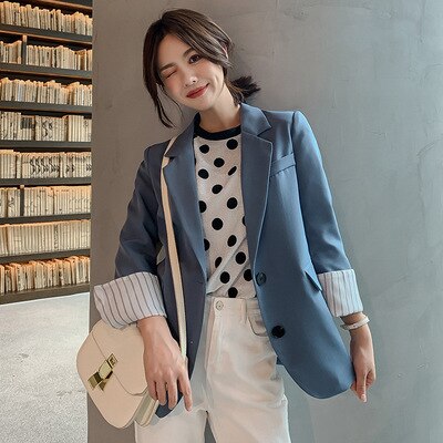 Autumn Long Sleeve Blazer Women Jacket For Women 2021 Blazers For Women Coats Office Notched Blazer Jacket Women Clothes D564