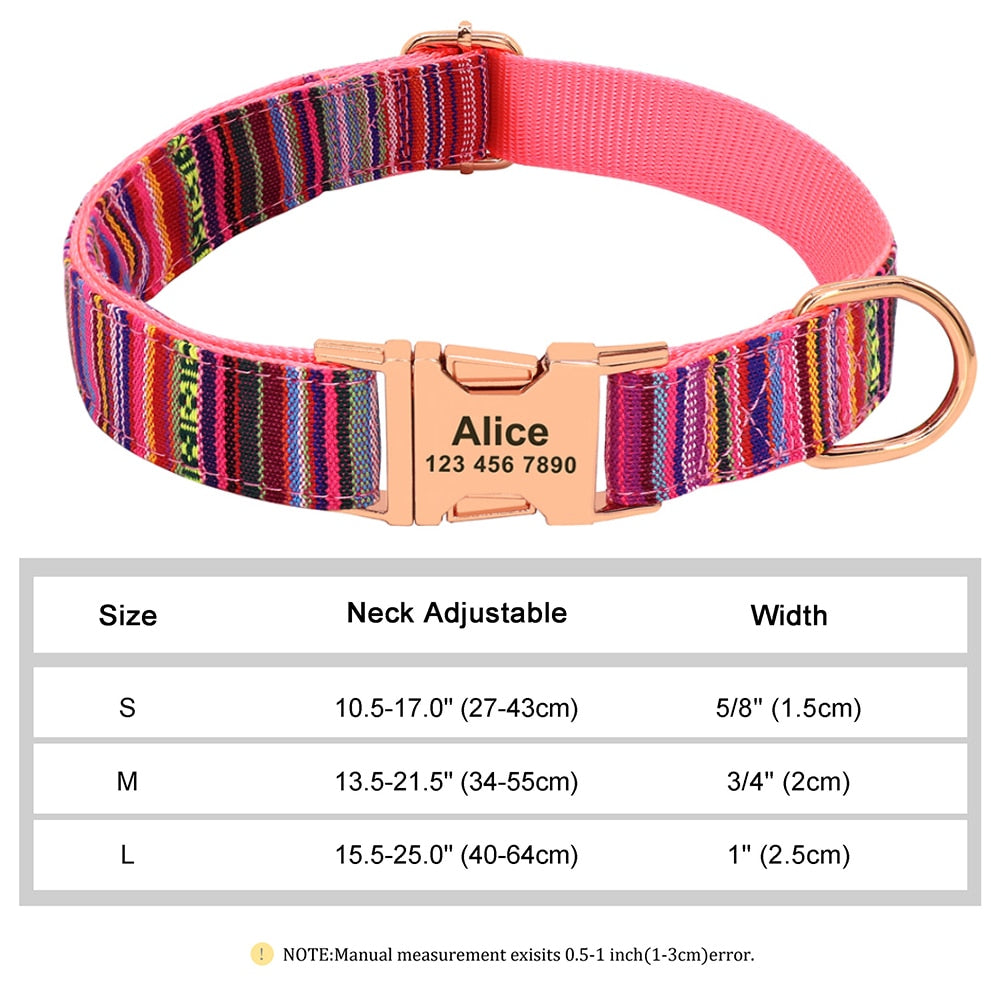 Custom Large Dog Collar Cute Print Personalized Pet Collar Nylon Puppy Dogs ID Collars Engraved Name for Small Medium Large Dog