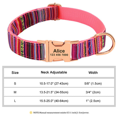 Custom Large Dog Collar Cute Print Personalized Pet Collar Nylon Puppy Dogs ID Collars Engraved Name for Small Medium Large Dog