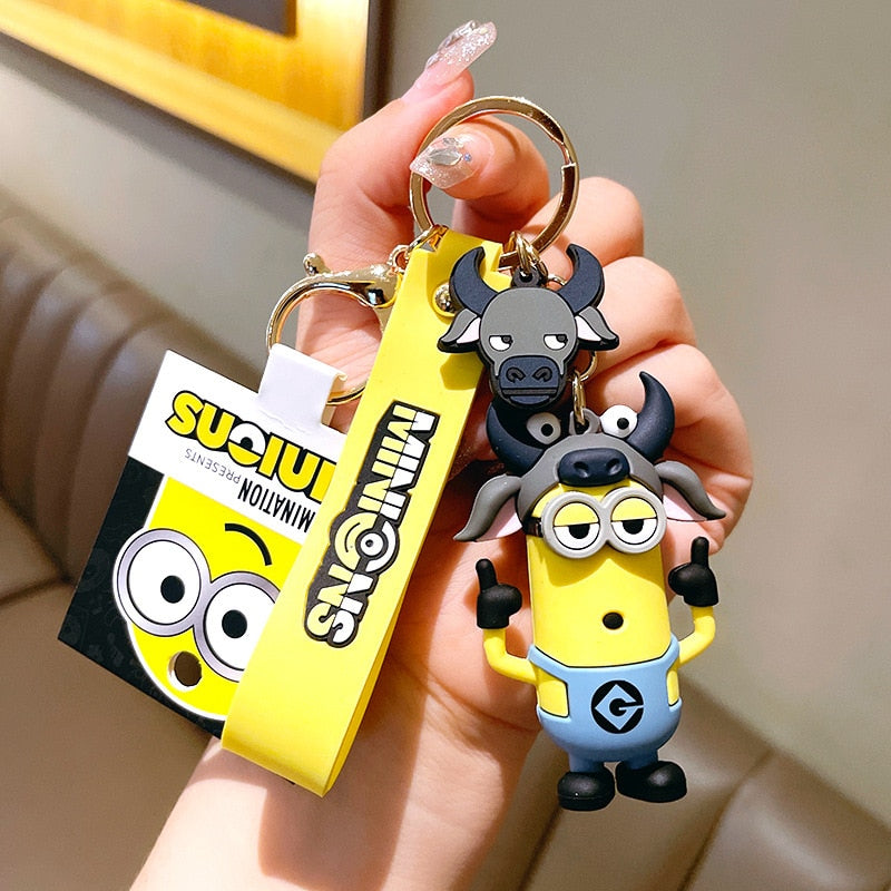 New Anime Little Yellow Man Cartoon Minions Animal Series Bag Pendant Cute Creative Animation Toys Keyring Car Accessories Gifts