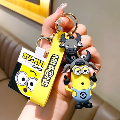 New Anime Little Yellow Man Cartoon Minions Animal Series Bag Pendant Cute Creative Animation Toys Keyring Car Accessories Gifts