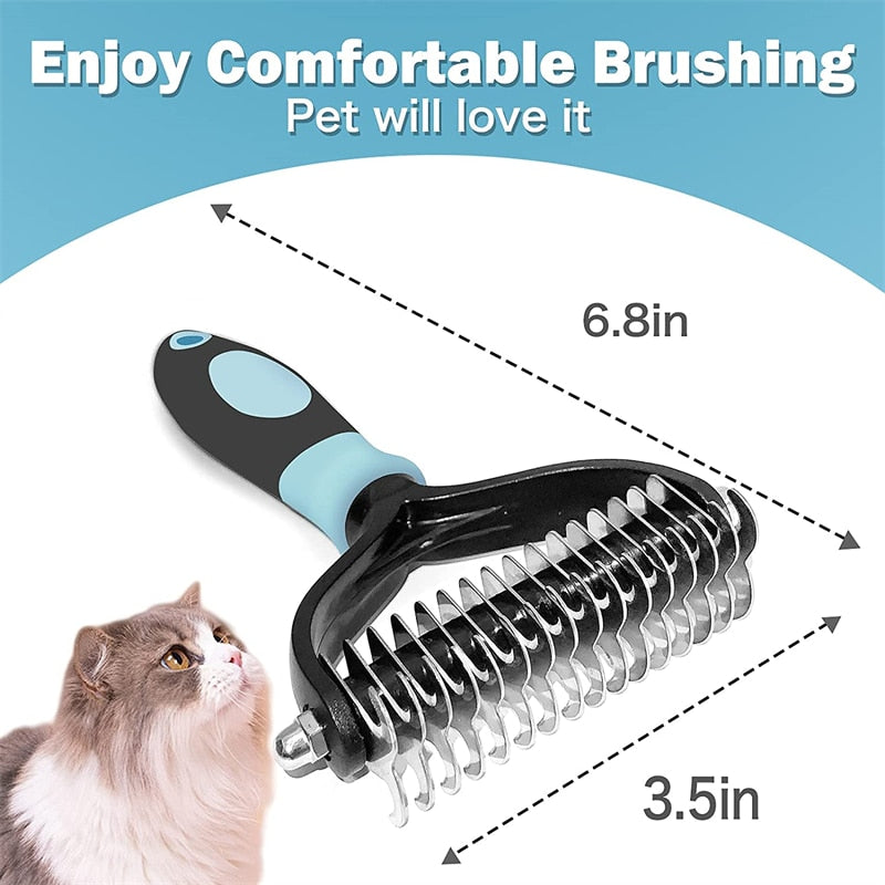 Professional Pet Deshedding Brush 2 Sided Dematting Dog Comb Cat Brush Rake Puppy Grooming Tools Undercoat Shedding Flying Hair