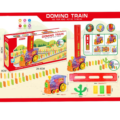 Domino Train Blocks Electric Toy Set Domino Blocks Set Train Model with Lights and Sounds Construction and Stacking Toys