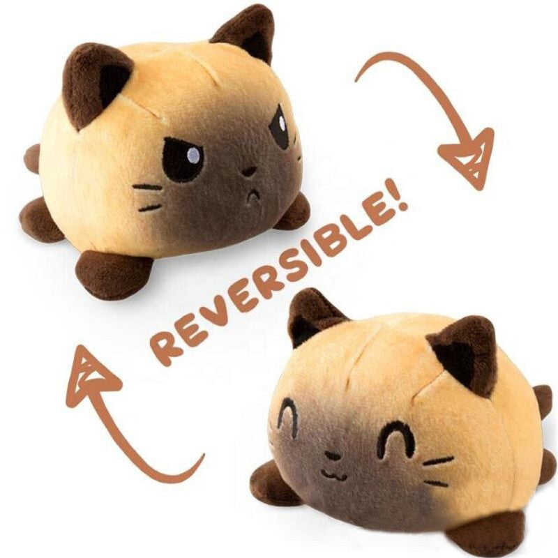 Reversible Plush Toy Stuffed Animal Mood Plush Double-Sided Flip Help You Express Your Emotions Cute Gift