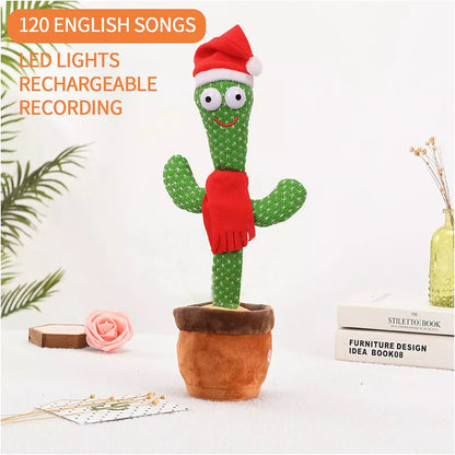 Dancing Cactus Toy Electronic Plush Cactus Toy Singing+Talking+ Repeating+Dancing+Recording+LED(120 Pcs Songs)