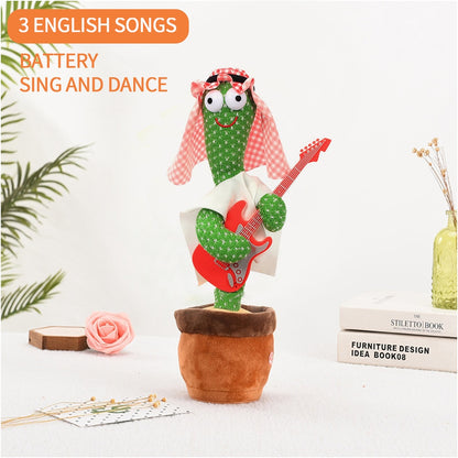 Dancing Cactus Toy Electronic Plush Cactus Toy Singing+Talking+ Repeating+Dancing+Recording+LED(120 Pcs Songs)