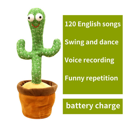 Dancing Cactus Toy Electronic Plush Cactus Toy Singing+Talking+ Repeating+Dancing+Recording+LED(120 Pcs Songs)