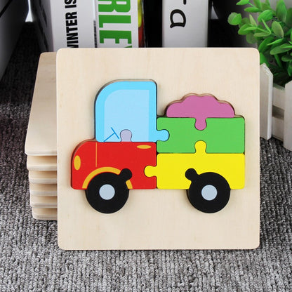 【READY STOCK】15CM*15CM Puzzle Wooden Toys Cute Cartoon Animal & Transportation Lego Kids Early Learning Educational