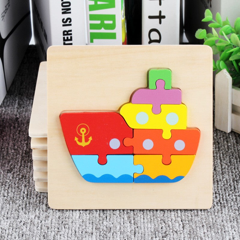 【READY STOCK】15CM*15CM Puzzle Wooden Toys Cute Cartoon Animal & Transportation Lego Kids Early Learning Educational