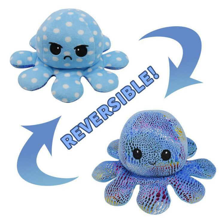 Reversible Plush Toy Stuffed Animal Mood Plush Double-Sided Flip Help You Express Your Emotions Cute Gift