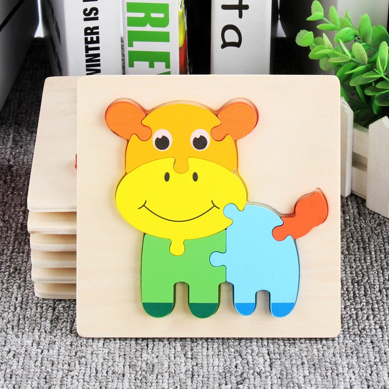 【READY STOCK】15CM*15CM Puzzle Wooden Toys Cute Cartoon Animal & Transportation Lego Kids Early Learning Educational